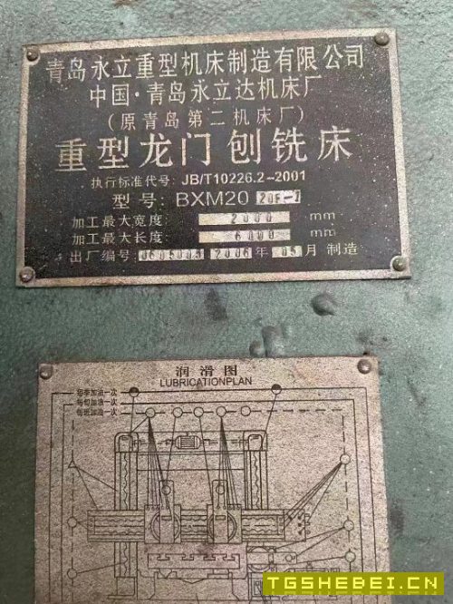 青岛永立6米龙门刨铣，工作台61.6米。