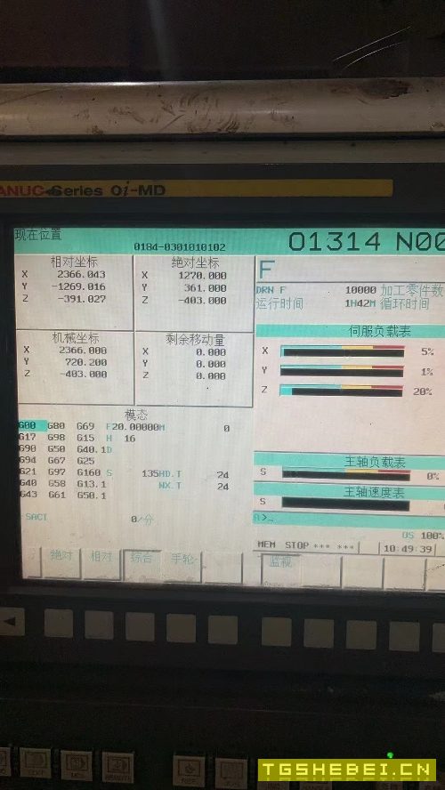 常州多菱4020龙门加工中心,发那克0i-MD系统,两线一.