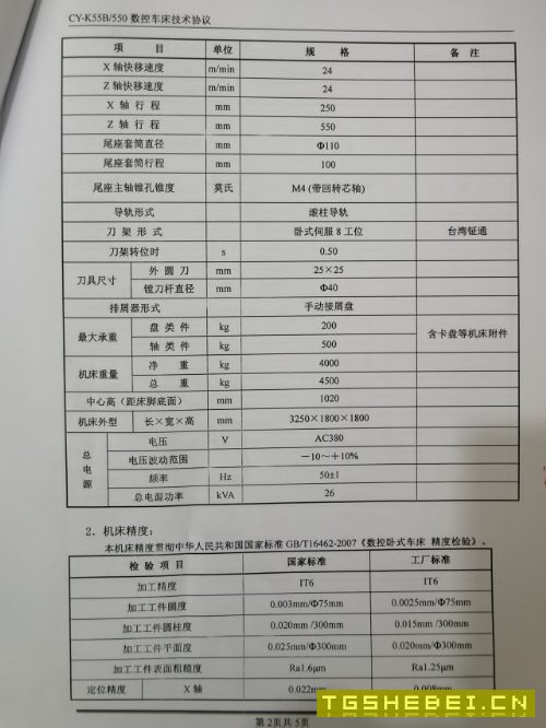 2台云南CY机床集团CY-K55B/550