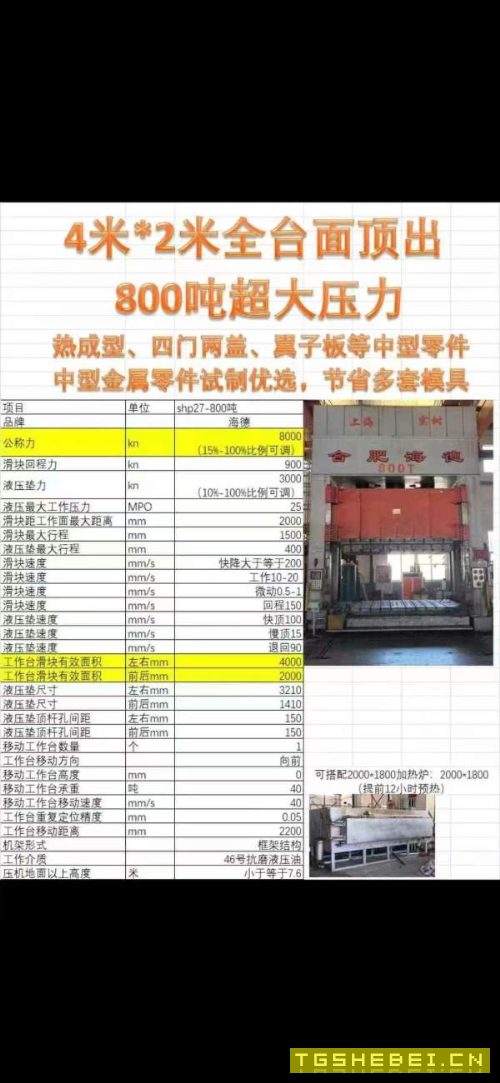 合肥海德800吨框架液压机,安装少用_