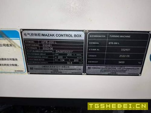 9新马扎克QTE200L数控车床回转直径580mm加工直径280mm.