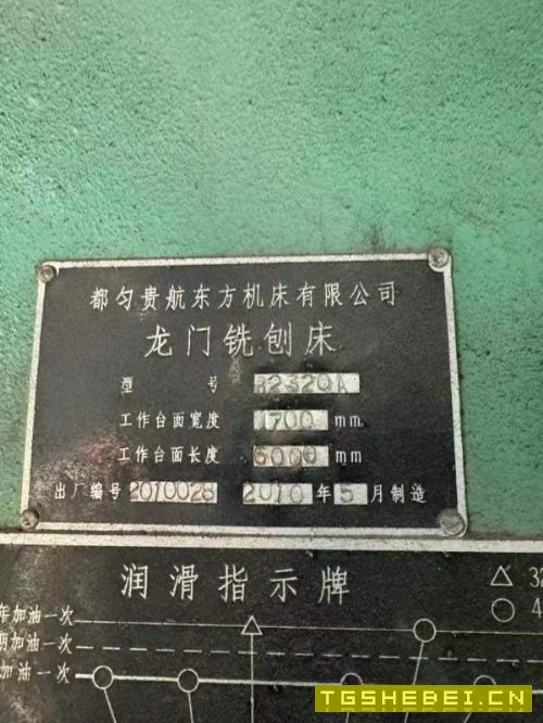 东方6米龙门铣，工作台1.7米6米，门宽2.05米，过活高1.
