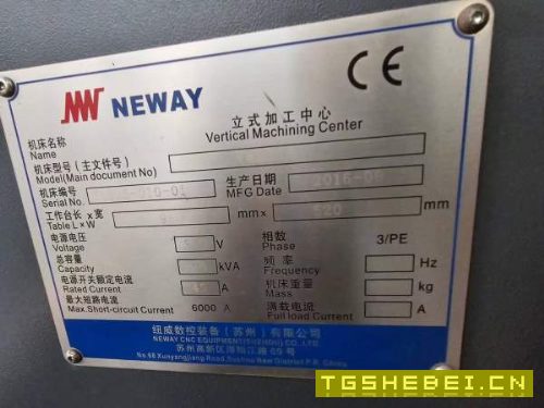 纽威903S立式加工中心发那科0i-MD系统行程:850-520-56.
