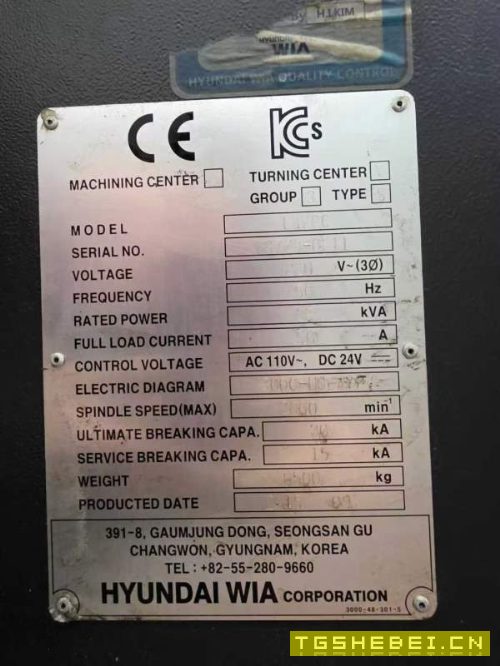 韩国威亚L400C数控车床。15寸卡盘，A2-11主轴，高低档.