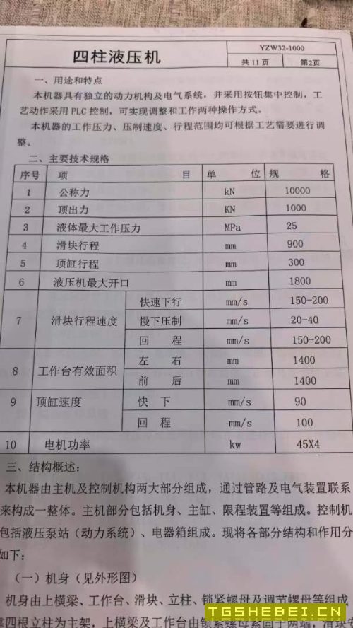 在位出售1000吨锻造机。安装少用。朋友着急出售。成色.
